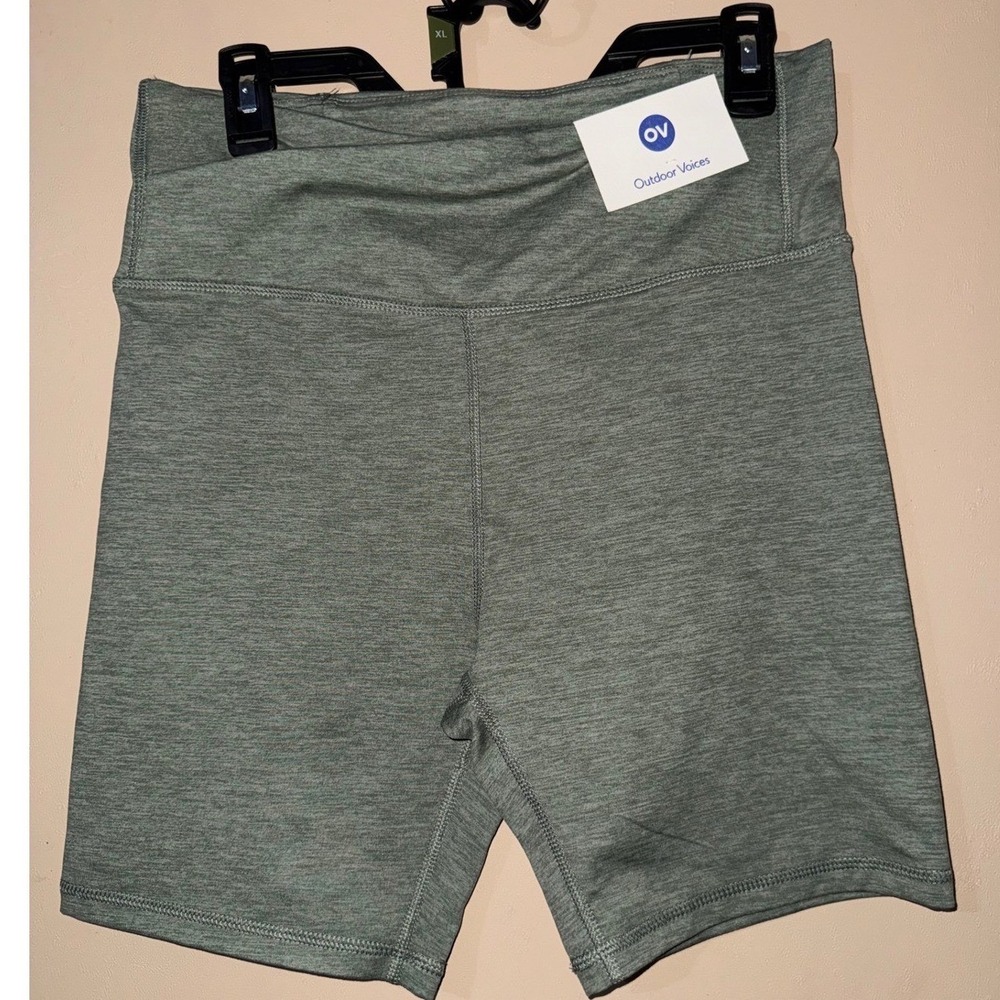 Outdoor Voices TechSweat 5in Bike Shorts Women's L Sage Heather High Rise NWT